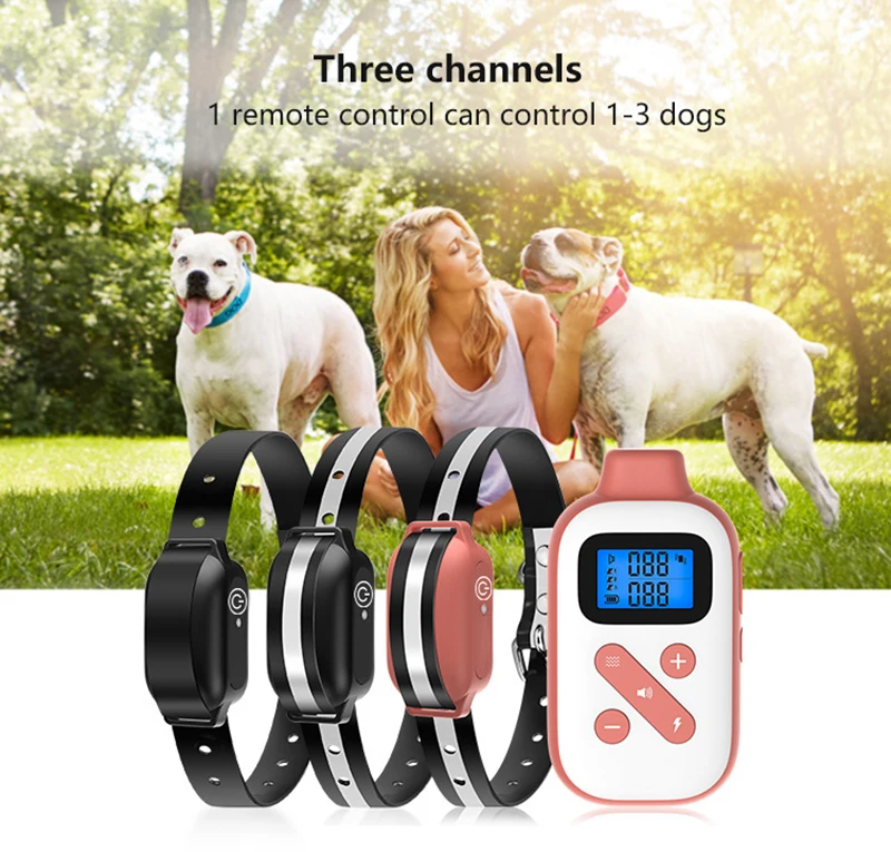 

Wholesale Remote Control Electric Dog Training Collar Waterproof Charging Shock Bark Control Device for Pet Training Supplies
