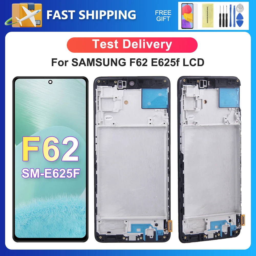 For AMOLED 6.7''F62 For Samsung F62 SM-E625F SM-E625F/DS LCD Display Touch Screen Digitizer Assembly Replacement