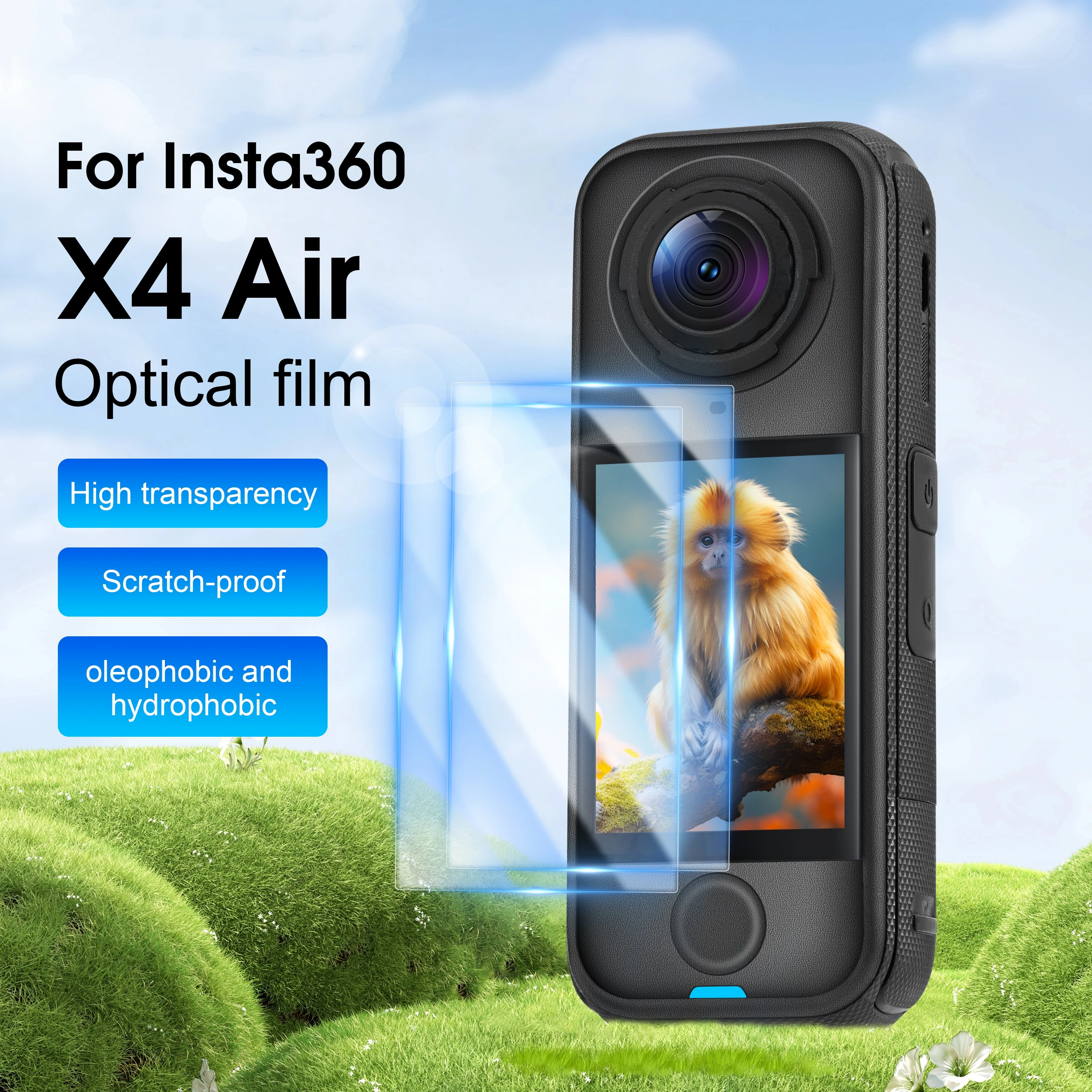 ل Insta360 X4 AIR طبقة رقيقة واقية الزجاج المقسى حامي الشاشة عمل كاميرا الملحقات 2 قطعة #6