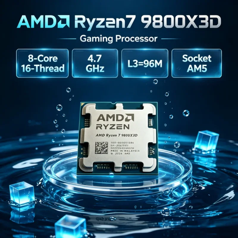 AMD Ryzen 7 9800X3D L3=96M 4.7GHz 4NM Gaming Processor 120W DDR5 Socket AM5 R7 9800X3D 8-Core 16-Thread