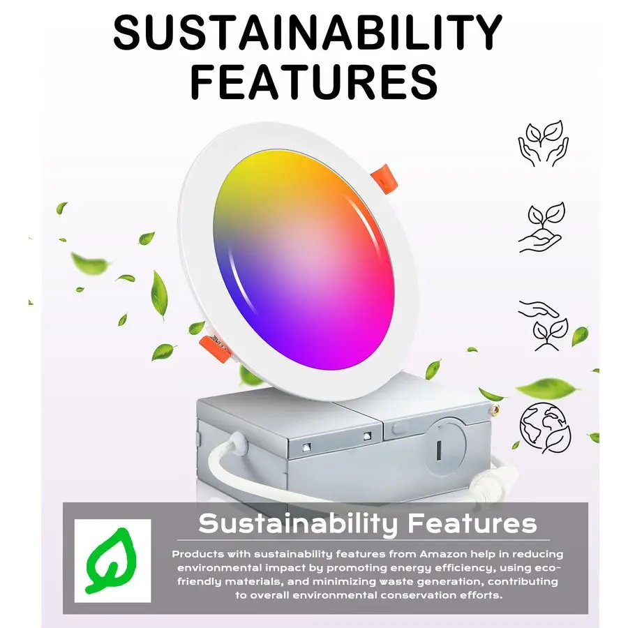 Paquet de 6 lumières encastrées LED WiFi intelligentes de 4 pouces, éclairage encastré à couleur RVBCW, Compatible avec Alexa et Google Home Assista