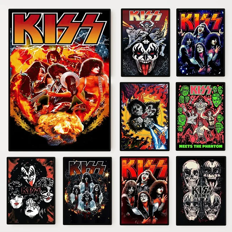 Плакат Heavy Metal Rock K-Kiss Band, классический певец, музыкальный альбом, печать на холсте, настенное искусство для клуба, гостиной, домашнего декора, подарок фанату