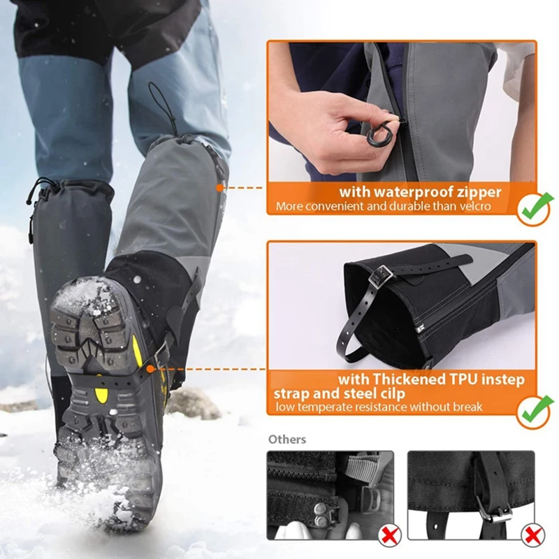 Outdoor Travel Leg Warmers Hiking Leg Gaiter Waterproof Gaiters Hunt Climbing Camping Winter Tourist Snow Foot Cover