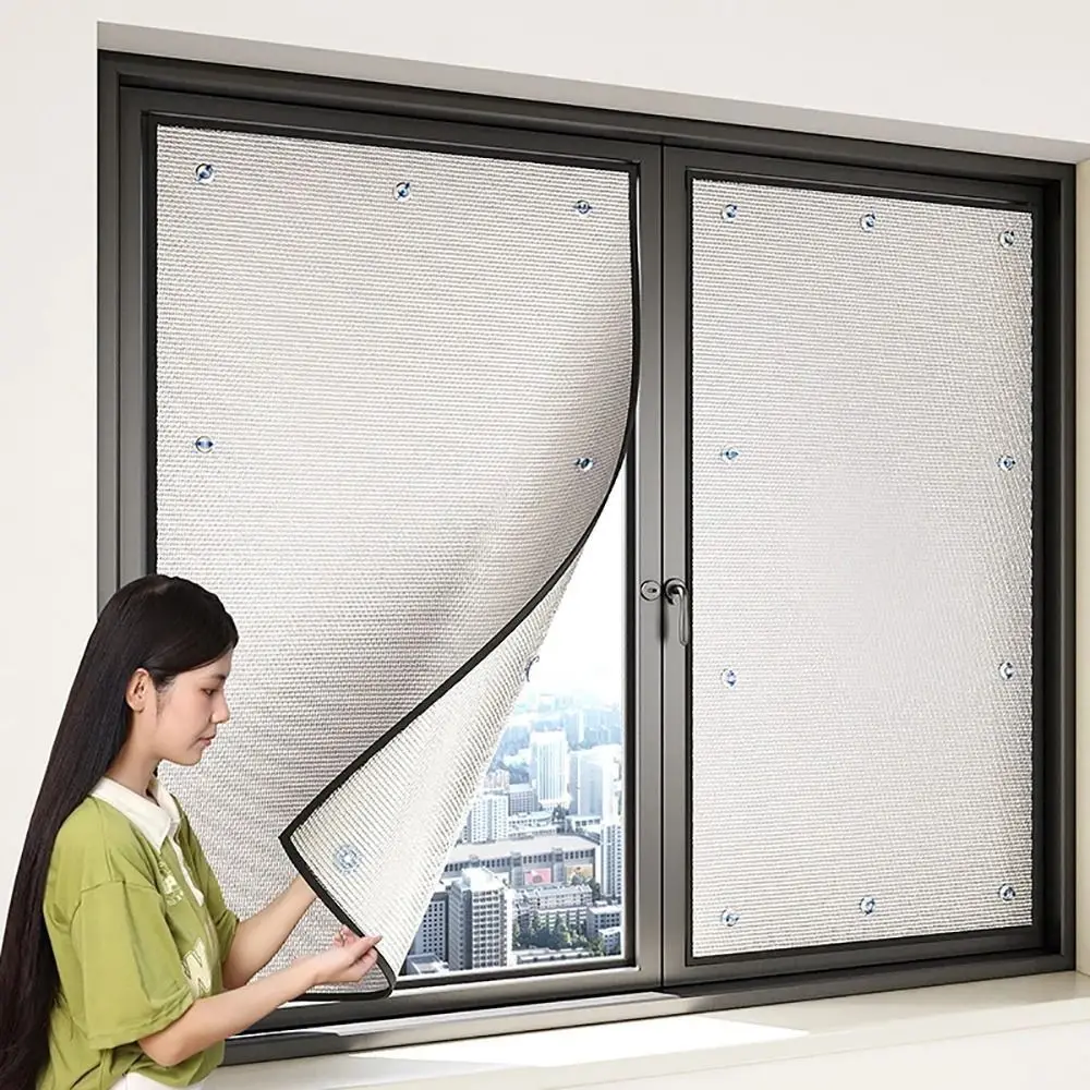 Aluminum Foil Window Insulation Film Anti-UV Double Side Sunshade Protector Pad Removable with Suction Cup Window Privacy Film