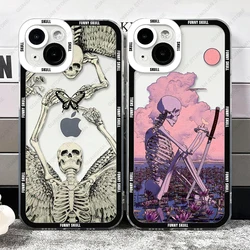 Case For iPhone 16 15 14 Pro Max 13 12 Mini 11 XS X XR SE 7 8 Plus Soft Cover Funny Skull