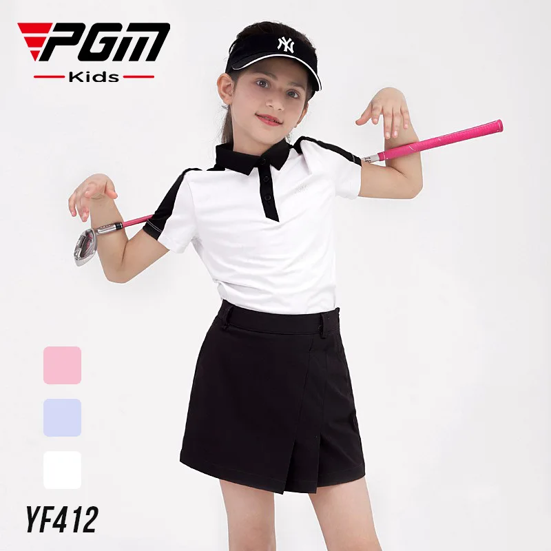 

PGM Golf Kid Clothing Summer Girls Golf T-Shirt Short Sleeve Golf Shirts Comfortable and Breathable Tops Golf Apparel S-XL YF412