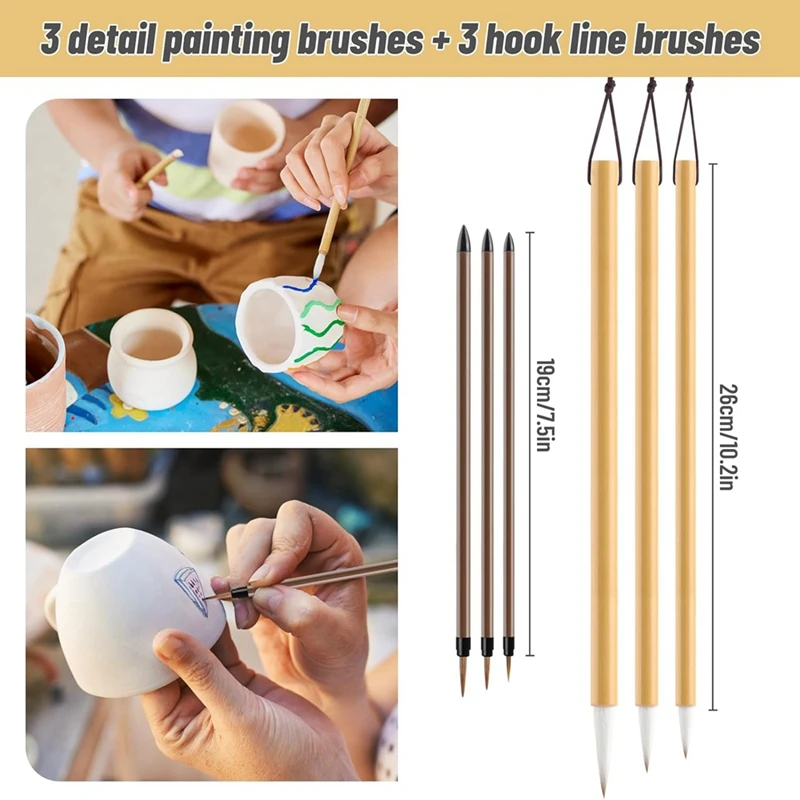 15Pcs Pottery Glaze Brushes Paint Brushes Set - Ceramic Brushes Painting Tools, For Acrylic Painting Watercolor Ceramic