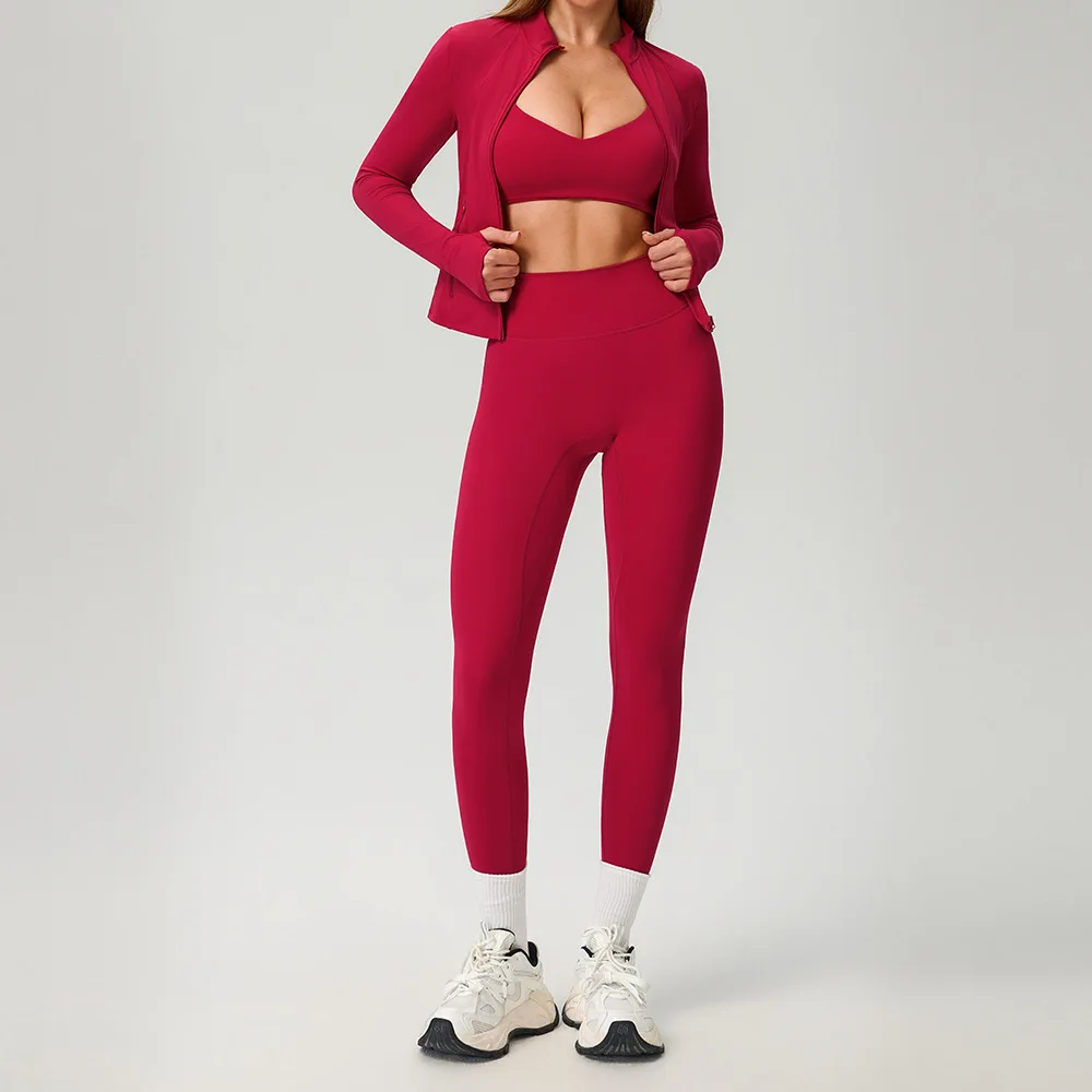 Yoga Set 2/3PCS Women Tracksuit Sportswear Workout Clothes Athletic Wear Gym Legging Fitness Bra Crop Top Long Sleeve Sport Suit