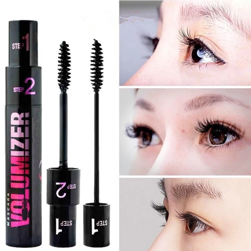 Make Up 2in1 Double Purpose Mascara Long Lasting Waterproof Sweatproof Thick Lengthening Lash Extention Fiber Mascara Cosmetics