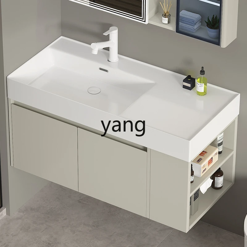 YJQ  bathroom ceramic integrated wash basin bathroom cabinet combination with side cabinet washstand