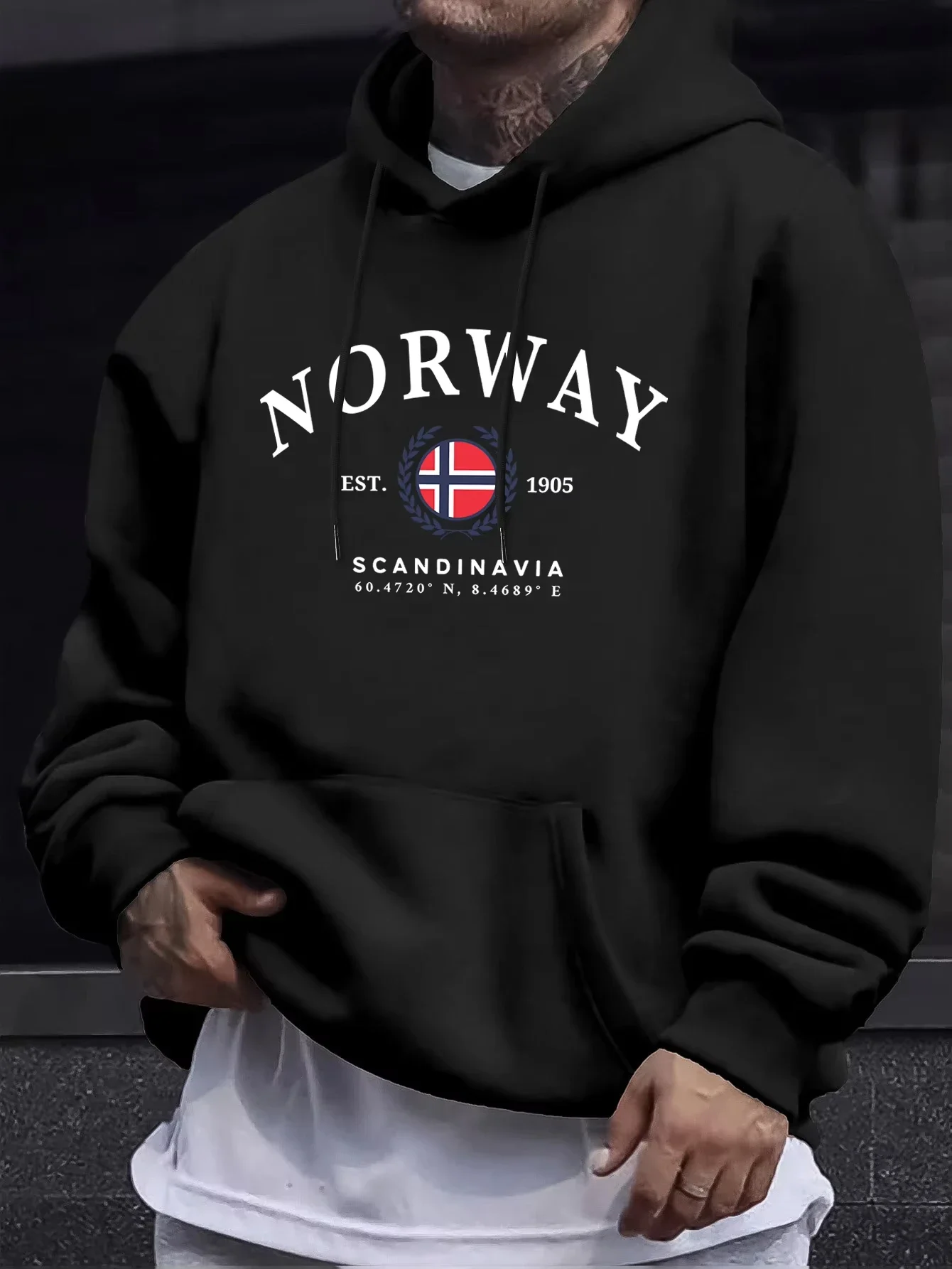 Norway Scandinavia Flag Creative Prints Pullovers Unisex Thicken All-Match Hoodie Street Autumn Sweatshirt Loose Casual Clothes