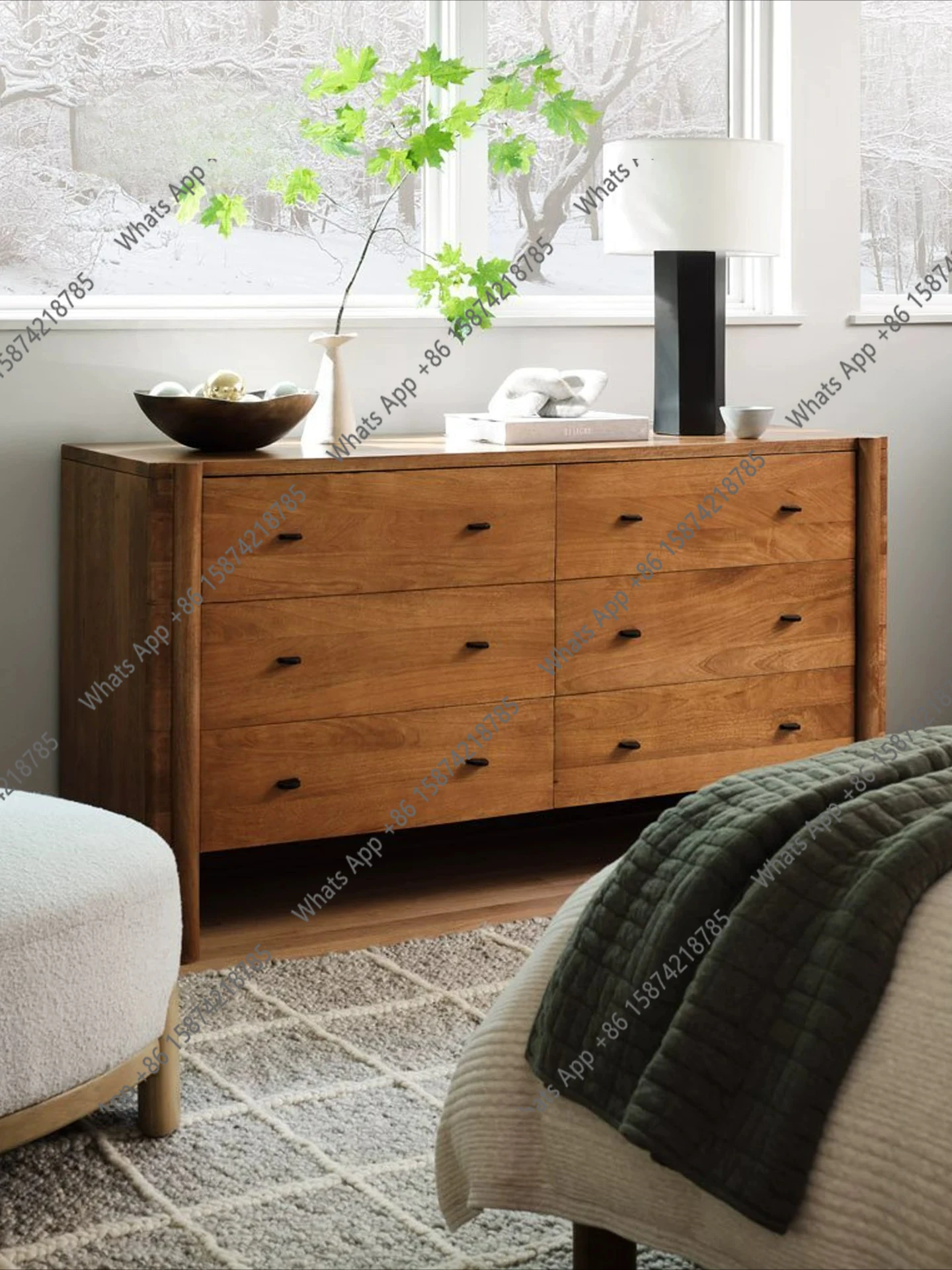 

designer French chest of drawers solid wood side cabinet bedroom ash living room log cabinet entrance dresser art six buckets