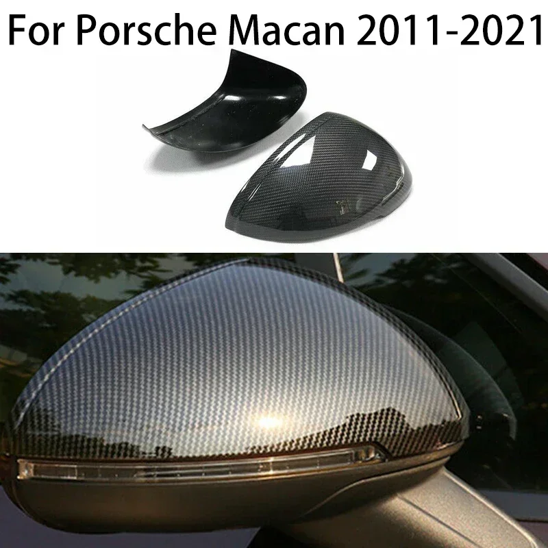 

Real Carbon Fiber Car Door RearView Side Mirror Cover Trim Caps for Porsche Macan 2011-2021 Add On Style Parts Accessories