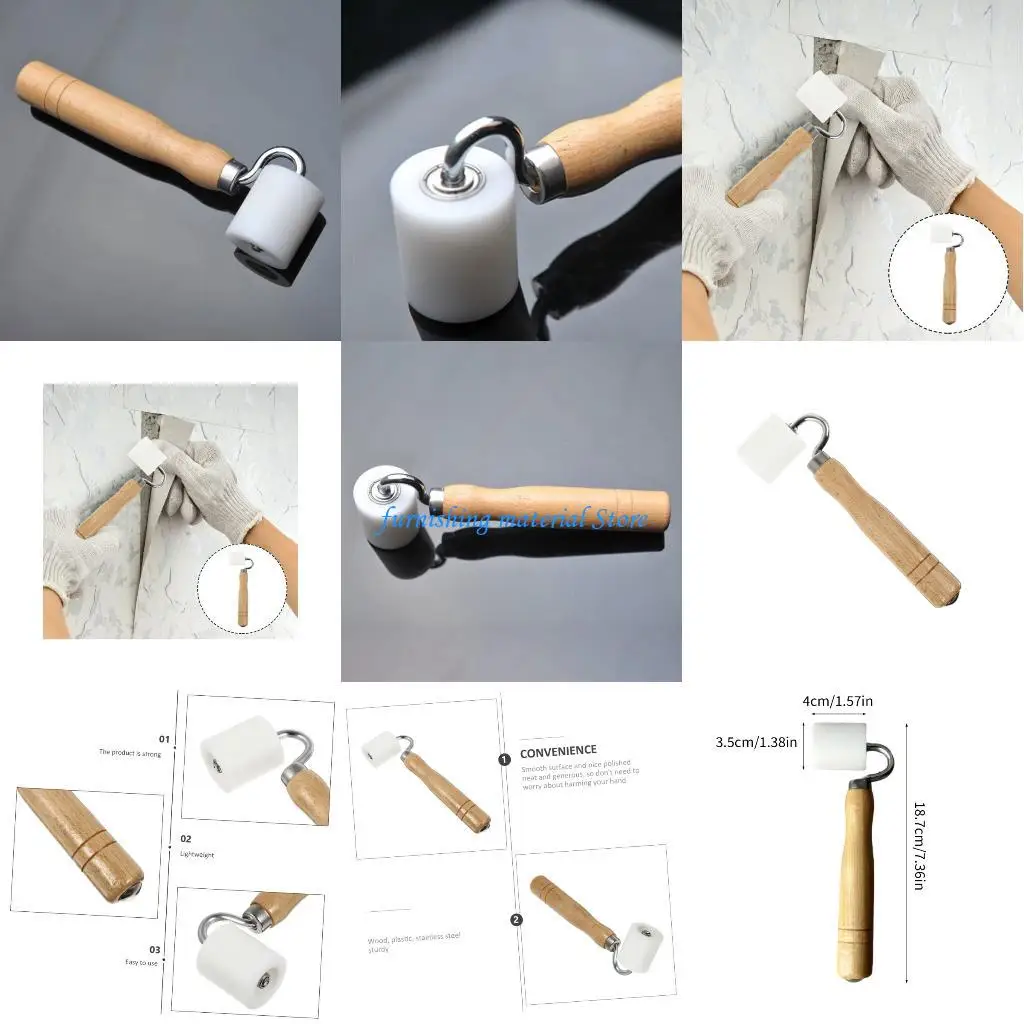 

Y5GD Flat Pressure Roller 4cm handle Wallpaper Roller Smoothing Tool