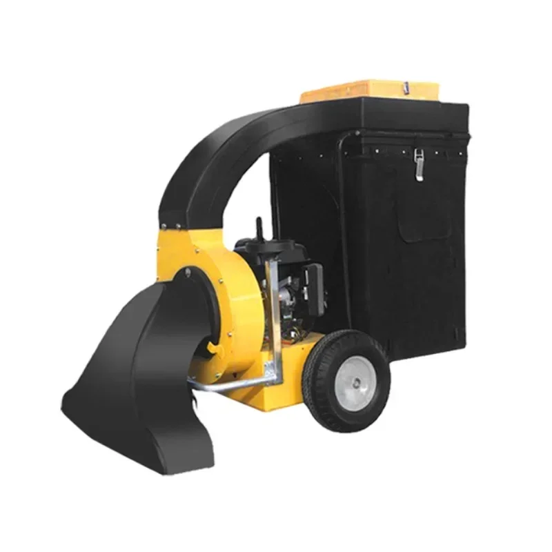 Large hand pushed self propelled leaf collector with large suction power for park lawn fallen leaves gasoline sweeper