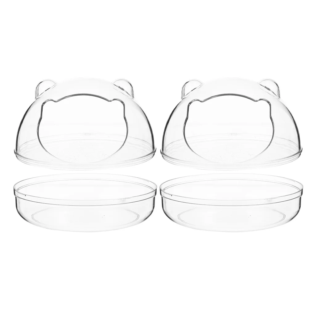 

2pcs Hamster Bath Box Transparent Plastic Bathtub Anti-Skid Bottom Smooth Edges Small Pet Bath Basin Chinchilla Accessories Pet