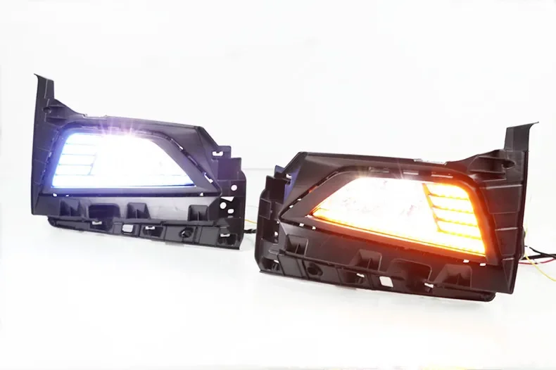 

светодиодные дневные ходовые огни Drl для Volkswagen Polo 2019, динамический движущийся желтый указатель поворота и синий ночник