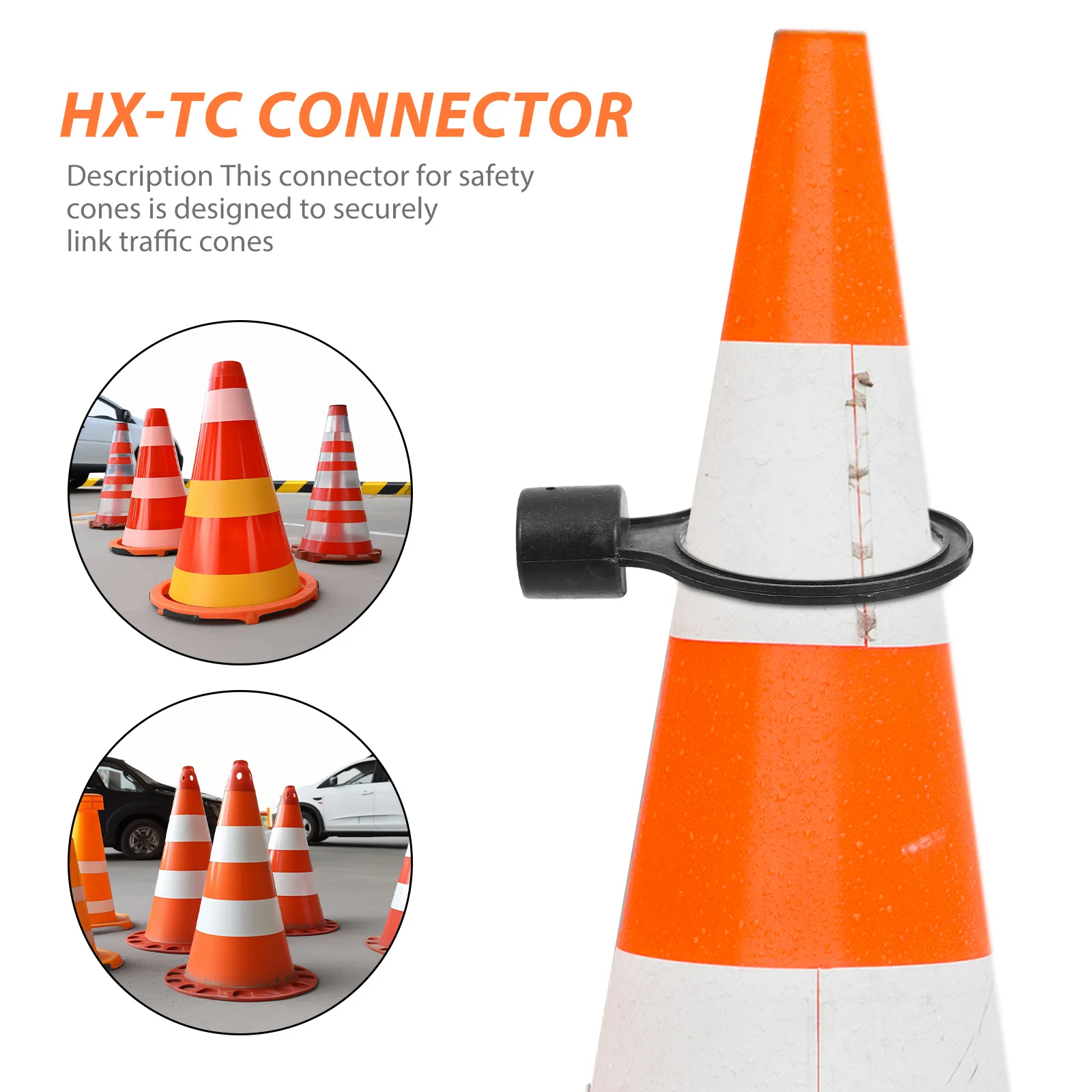 6Pcs Flexible Plastic Safety Cone Connectors for Traffic Cone Barrier Pole Rings Road Construction Parking Safety
