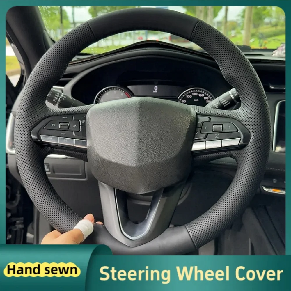 

Custom Car Steering Wheel Braid Cover Hand Sewn Black Leather For Cadillac CT5 XT5 XT4 ATSL CT6 XT6 CT4 Car Interior Accessories