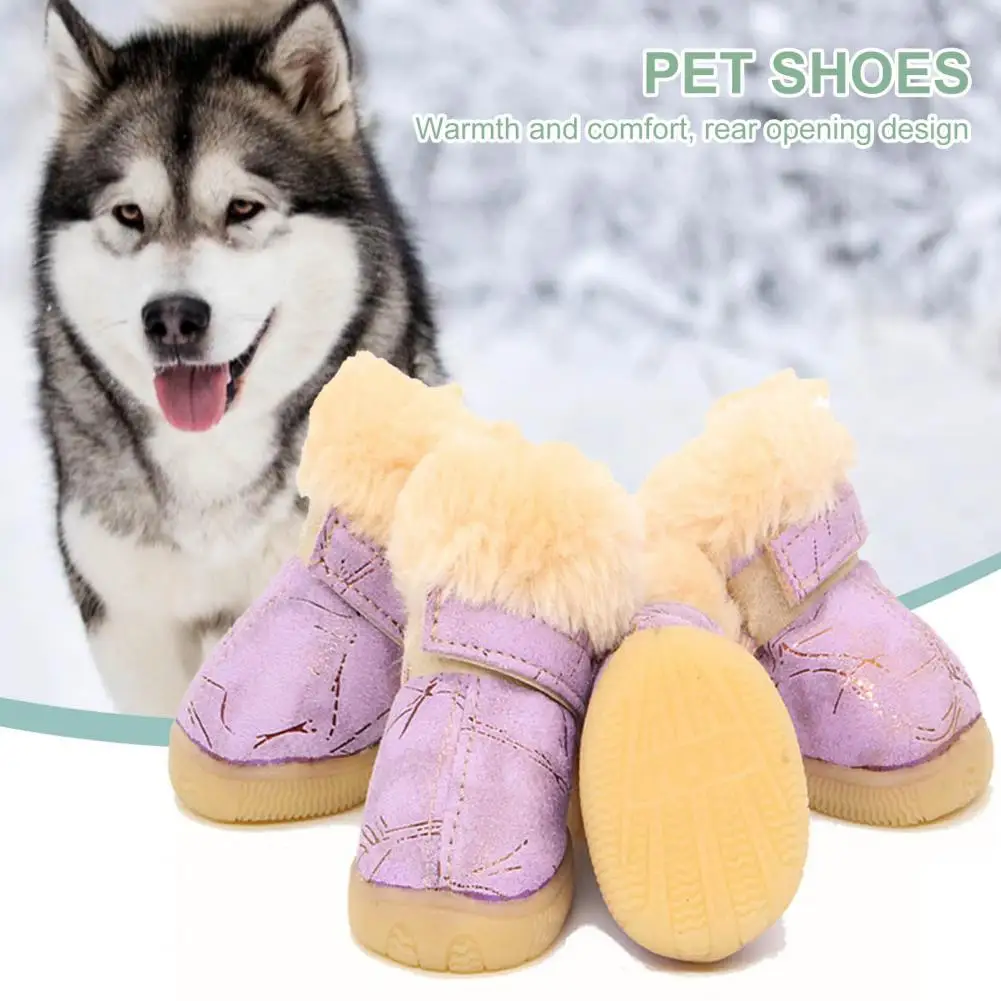 4Pcs Dog Boots Wear-resistant Anti-skid Vintage Dogs Sport Shoes Fastener Tape Convenient Lightweight Dog Booties Pet Supplies