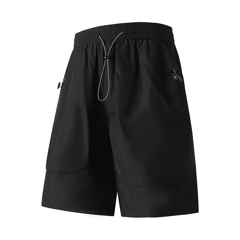Summer Cargo Shorts Men Elastic Waist Shorts Black Fashion Casual Short Pants Male