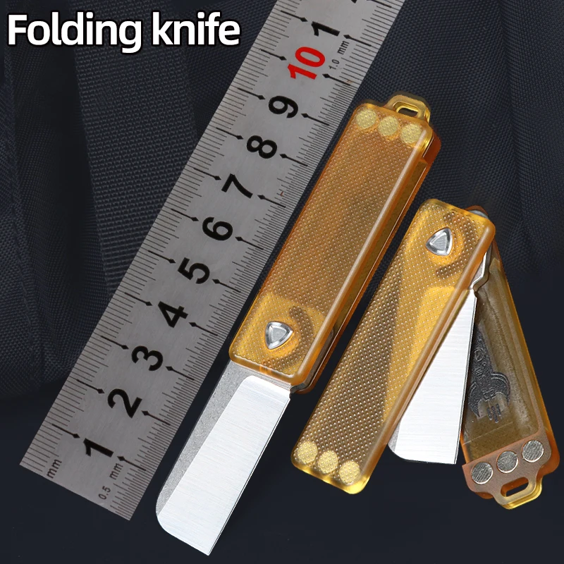 Outdoor Mini Folding Knife 14C28N Knife PEI Handle Camping Fruit Knife Portable Practical Keychain EDC Tool