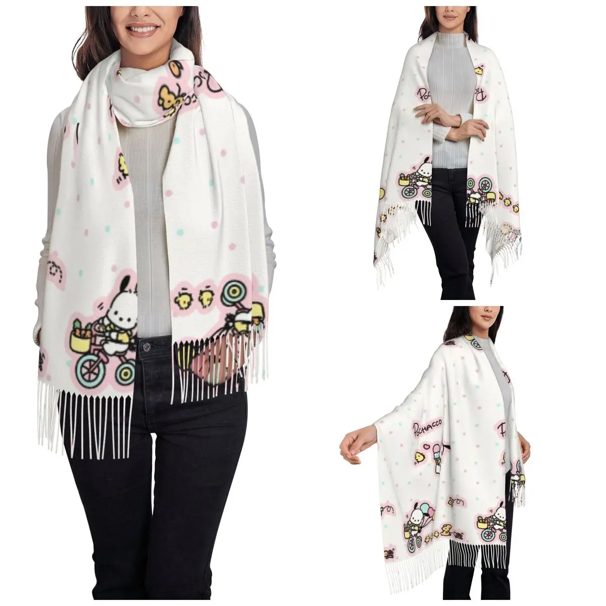 Pochacco Cute Dog Logo Shawl Wrap for Women Warm Large Long Scarf Pashminas Shawl Scarves