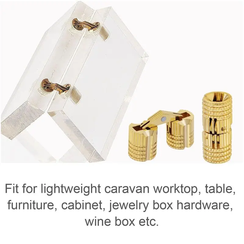 8Pcs 10 Mm Brass Barrel Hinges,180 Degree Opening Angle Concealed Furniture Hinges For DIY Jewelry Box Hand Craft New