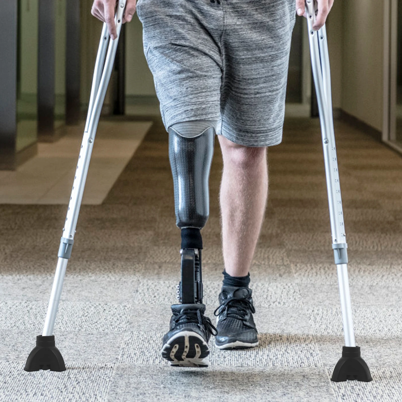 

2Pcs Triangular Cane Pad Non-Slip Rubber Tip Trekking Pole Accessories Hiking Walking Crutch Supplies Crutch Foot Cover