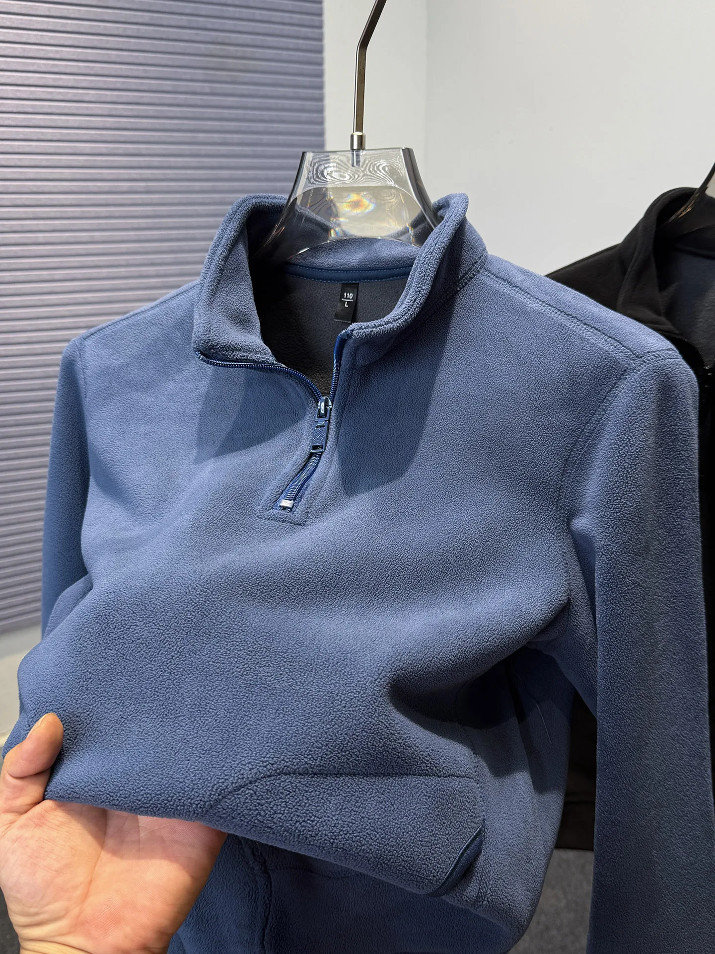 

Thiened Fce Hoodie Sweatirt Men's Spor Zipper High Collar Warm Casual Long Sve Pure Color Autumn Winter Clothes