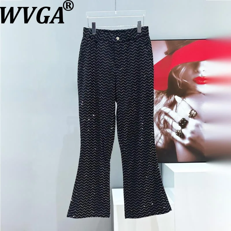 

WVGA Spring Summer New Man Tide High Street Original Shiny Diamond Design Niche Chic Casual Straight Flared Pants Ins Y2K W8845