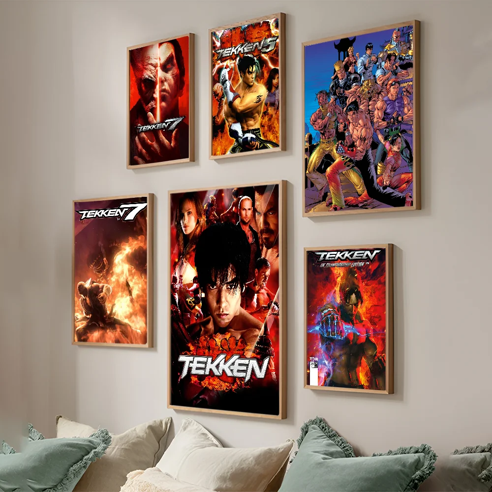 Classico videogioco TEKKEN Whitepaper Poster Adesivo da parete fantasia per soggiorno Bar Decorazione Decor Adesivi murali artistici