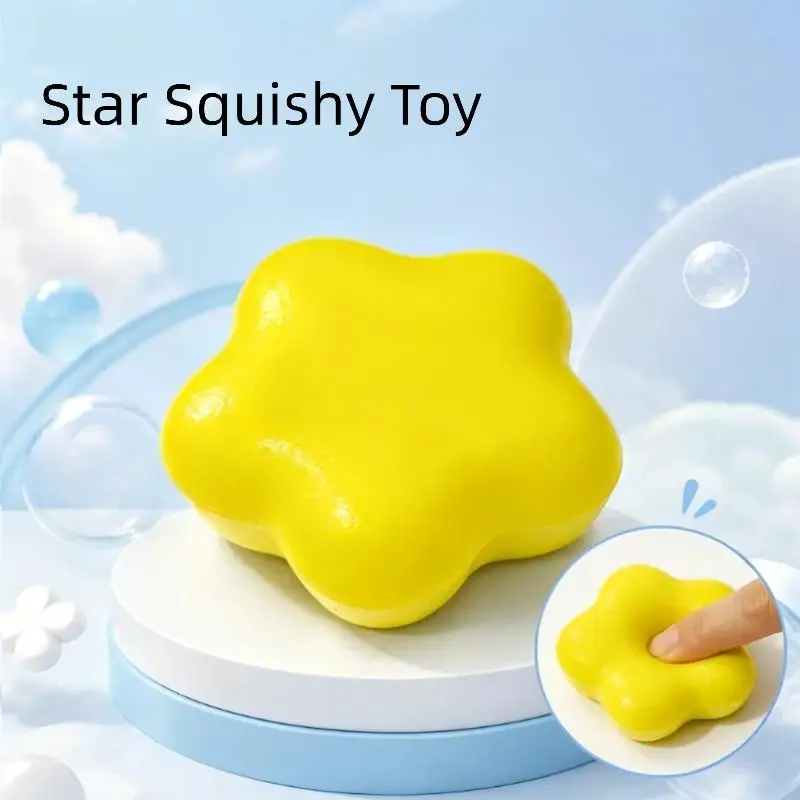 1Pcs Slow Rising Pinch Stress Relief Squeeze Toys Yellow Star Fidget Toy Sensory Soft Slow Rebound Decompression Fidget Toys