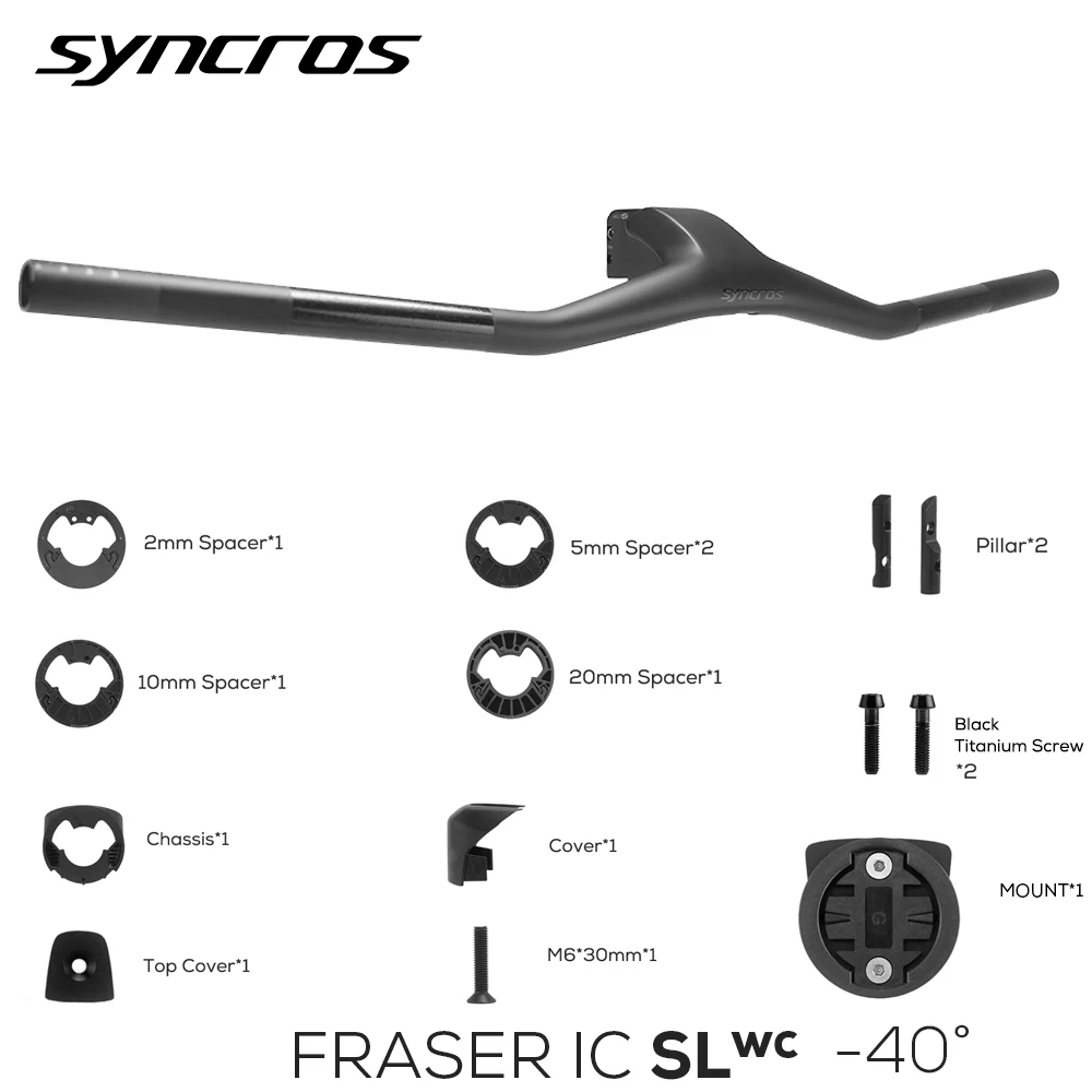 SYNCROS FRASER IC SL WC For Sparks Frame 740MM -40° Full Carbon Fibre Integrated Cockpit MTB Handlebar Titanium screws