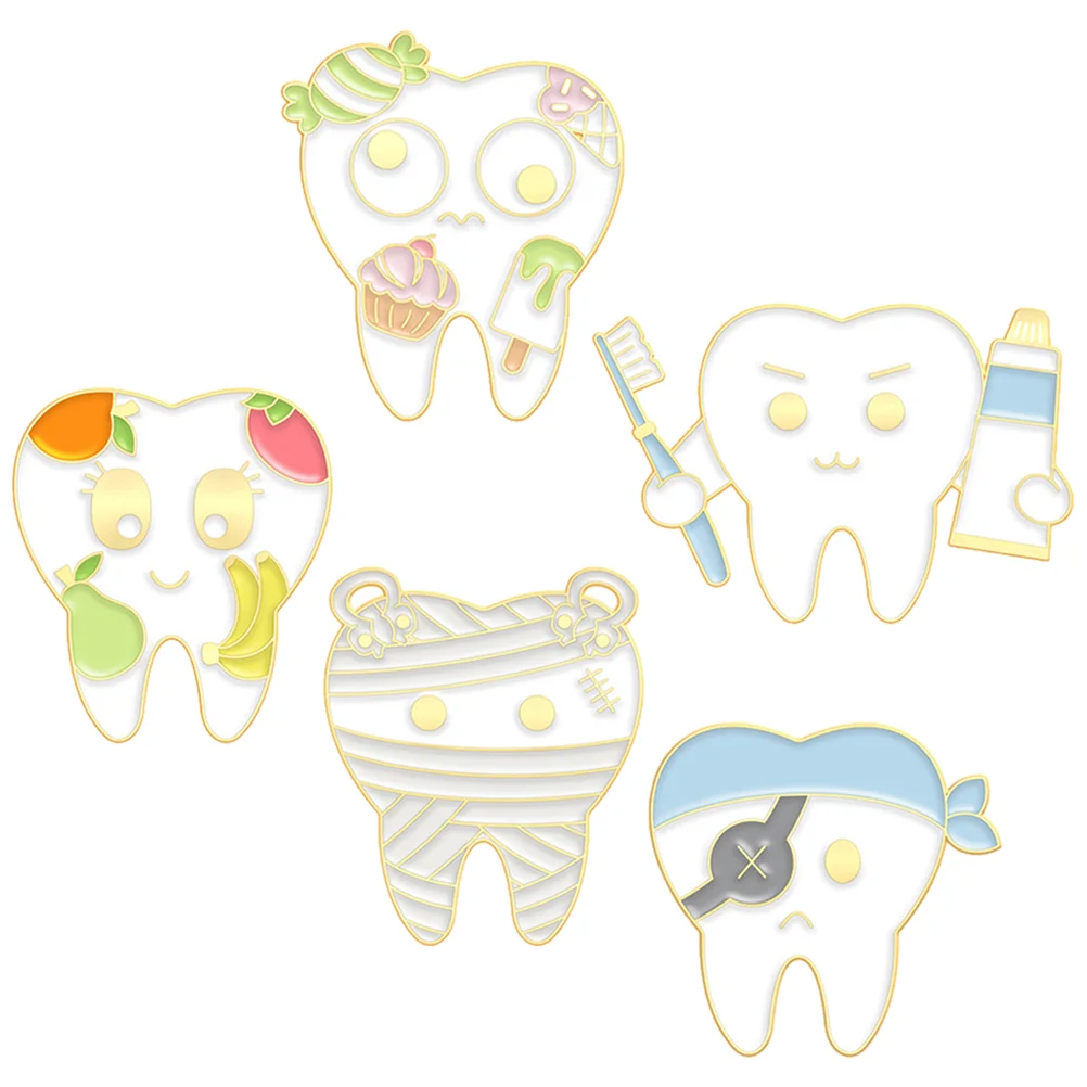 5 Pcs Tooth Paste Brooch Dental Pin Cartoon Pins for Women Fashion Clothing Backpacks Aesthetic Nurse