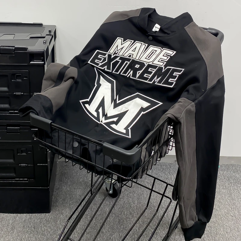 

Ретро-американская винтажная мотоциклетная куртка с вышивкой и пэчворком, свободная осенне-зимняя бейсбольная куртка, мужская модная верхняя одежда