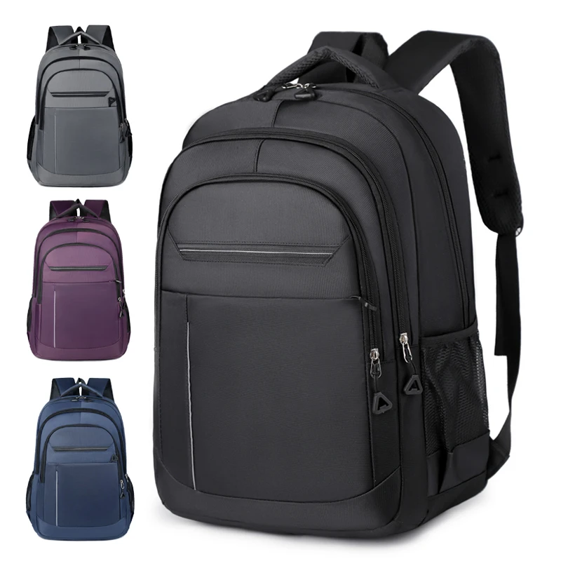 Large-capacity Student School Bag Casual Solid Color Backpack Material Oxford Men New Backpack Multi-functional Simple Bag
