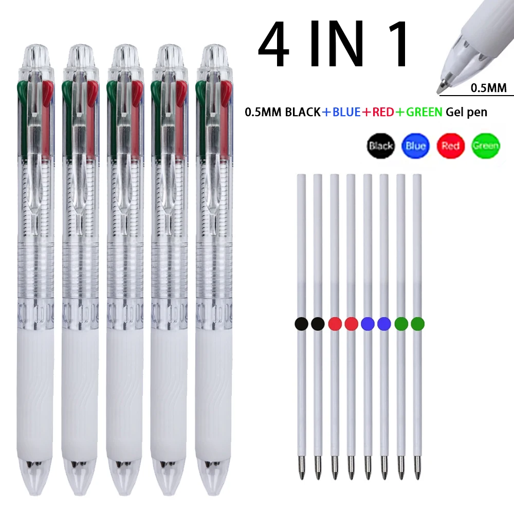 

4-in-1 Multicolor Retractable Ballpoint Pen Black/Red/Blue/Green 0.5mm Fine Point, Ballpoint With Long-Lasting Ink Pens