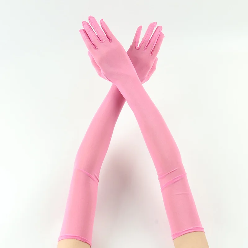 Fashionable Women's Thin 55Cm Extended Stretch Mesh Sun-Protective Gloves for Formal Wear with Sexy Mesh Gloves C099