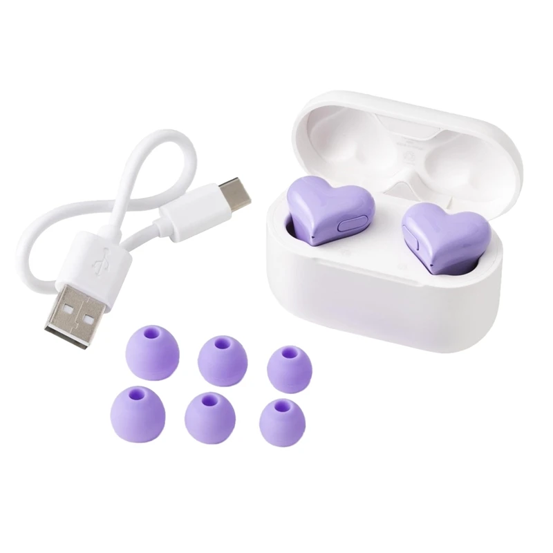 

Love Bluetooth Headset Waterproof Easy Pairing Continuous Portable In-Ear Noise Cancelling Heart Headset, Purple Easy To Use