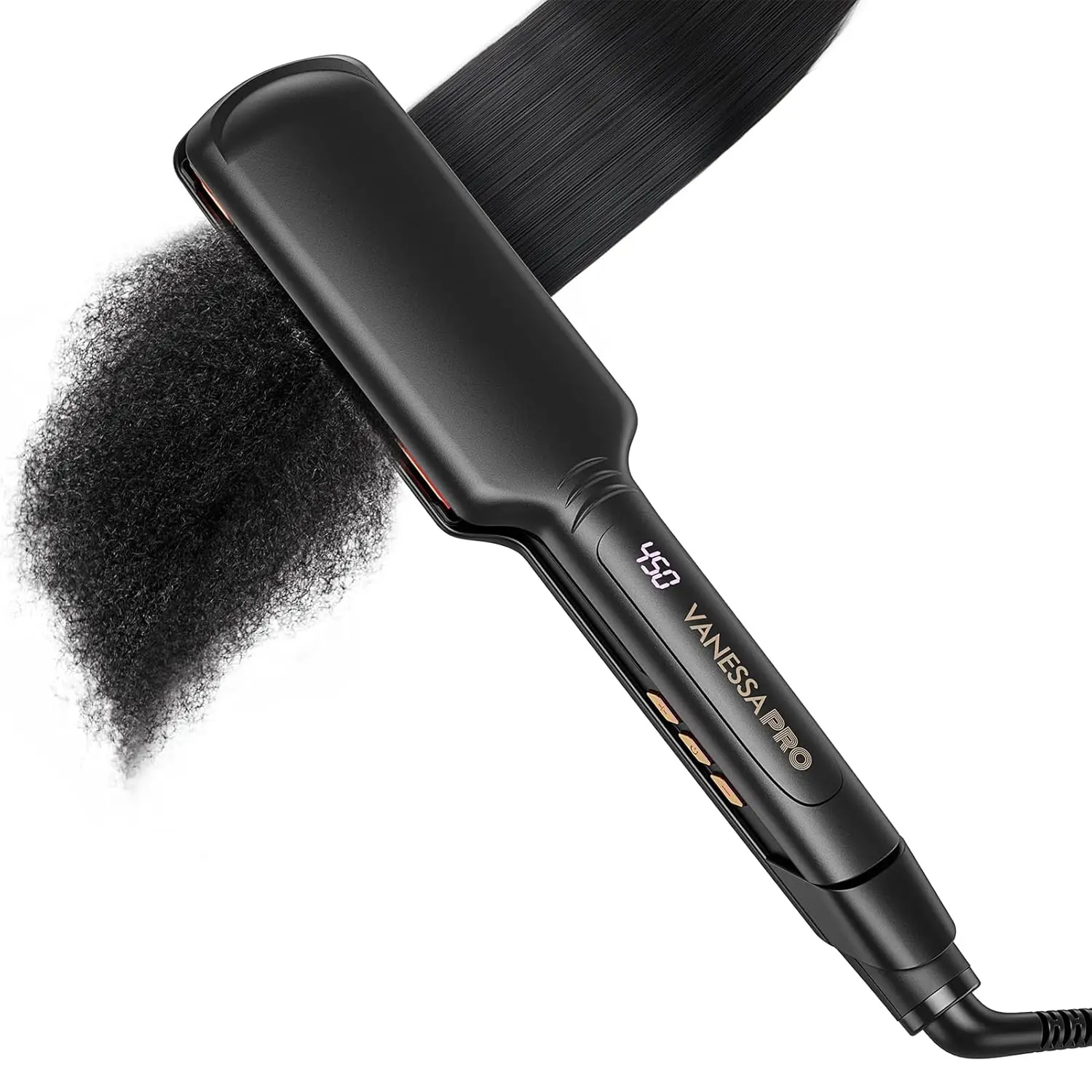 

2 Inch Titanium Flat Iron for Thick Natural Hair, Wide Plate Silk Press Straightener