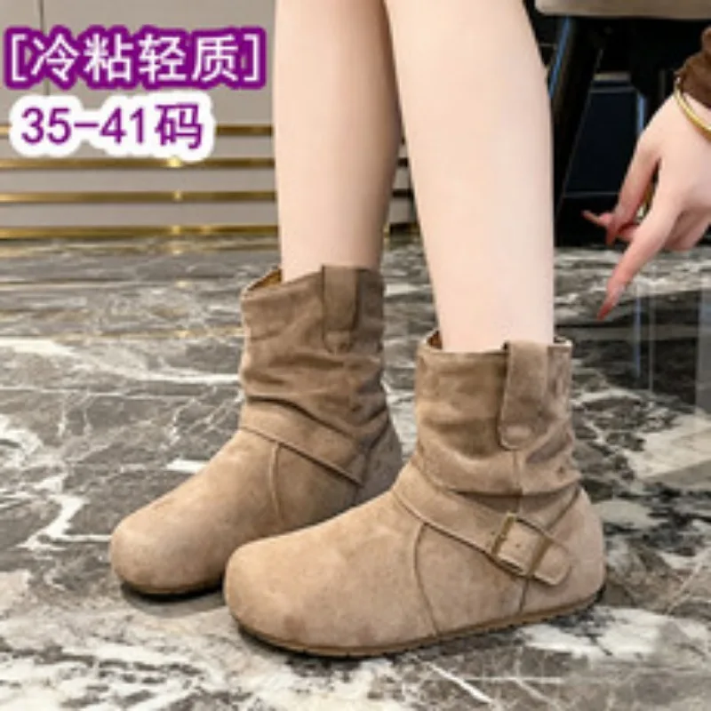 الرجعية النمط الغربي الأحذية النسائية حجم كبير 41 حزام مشبك المخملية الأحذية الجلدية الخريف الشتاء نمط جديد Meral الرياح #1