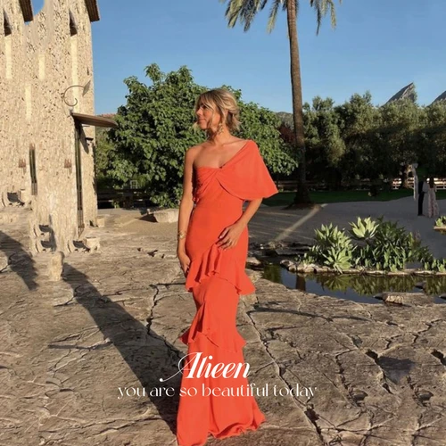 Imagen 1 del producto Vestidos de fiesta elegantes para dama de honor para mujer, vestidos de noche de lujo personalizados, vestido de Gala con manga de un hombro, vestido de fiesta de sirena para mujer
