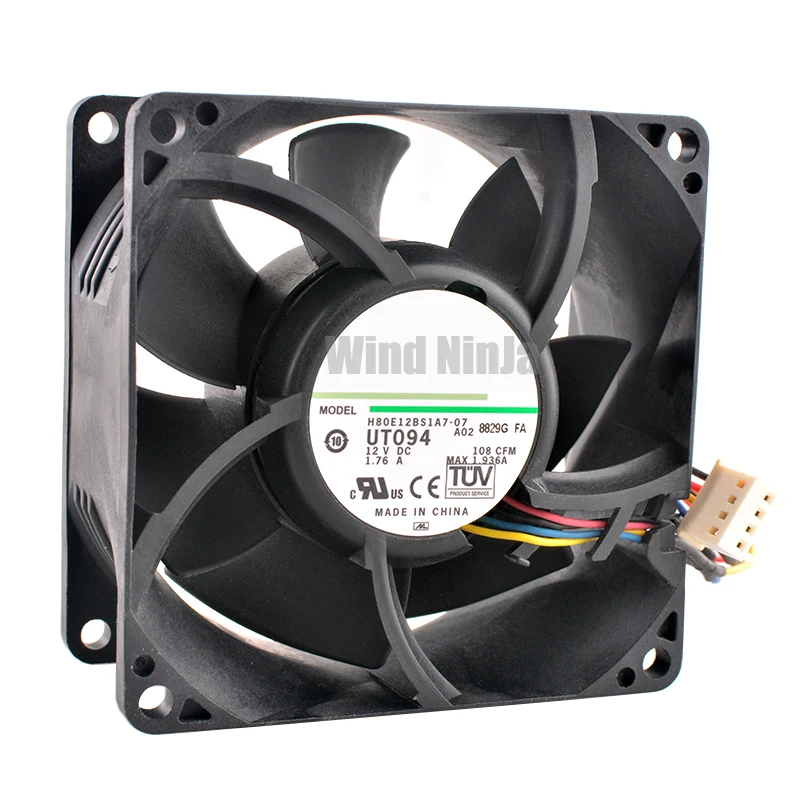 H80E12BS1A7-07 8cm 80mm fan 80x80x38mm DC12V 1.76A 4pin High speed cooling fan for server charging station