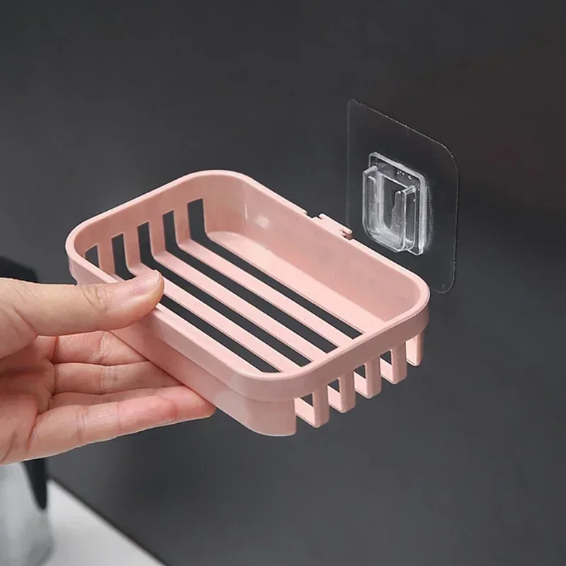 Wall Mounted Double Layer Soap Dish Holder Punch-Free Drawer Draining Holder Kitchen Sponge Storage Box Bathroom Organizer Rack