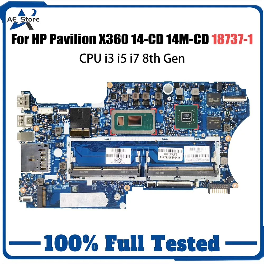 Placa principal 18737-1 para HP Pavilion X360 14-CD 14M-CD L36451-001 L36452-601 placa-mãe portátil com i3 i5 i7 CPU 940MX 2G