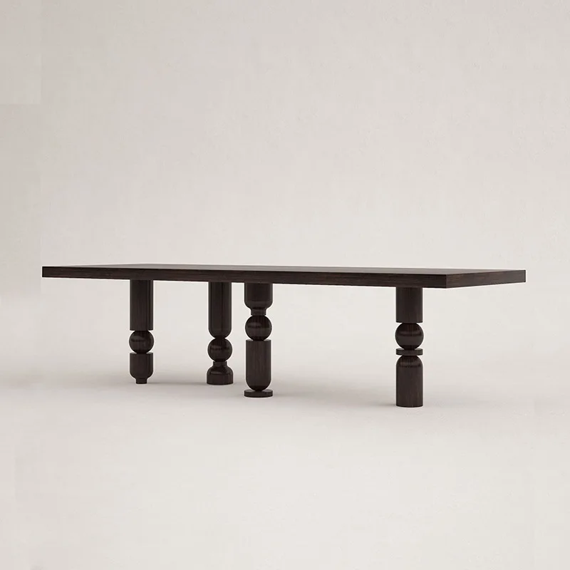 Nordic solid wood rectangular retro dining table small apartment light luxury style, conference table villa living room