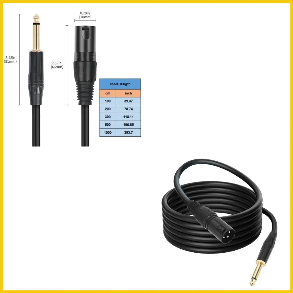 1/4Inch to 3Pin Male Cable Double Shielded for Auditory Setups and Instrument