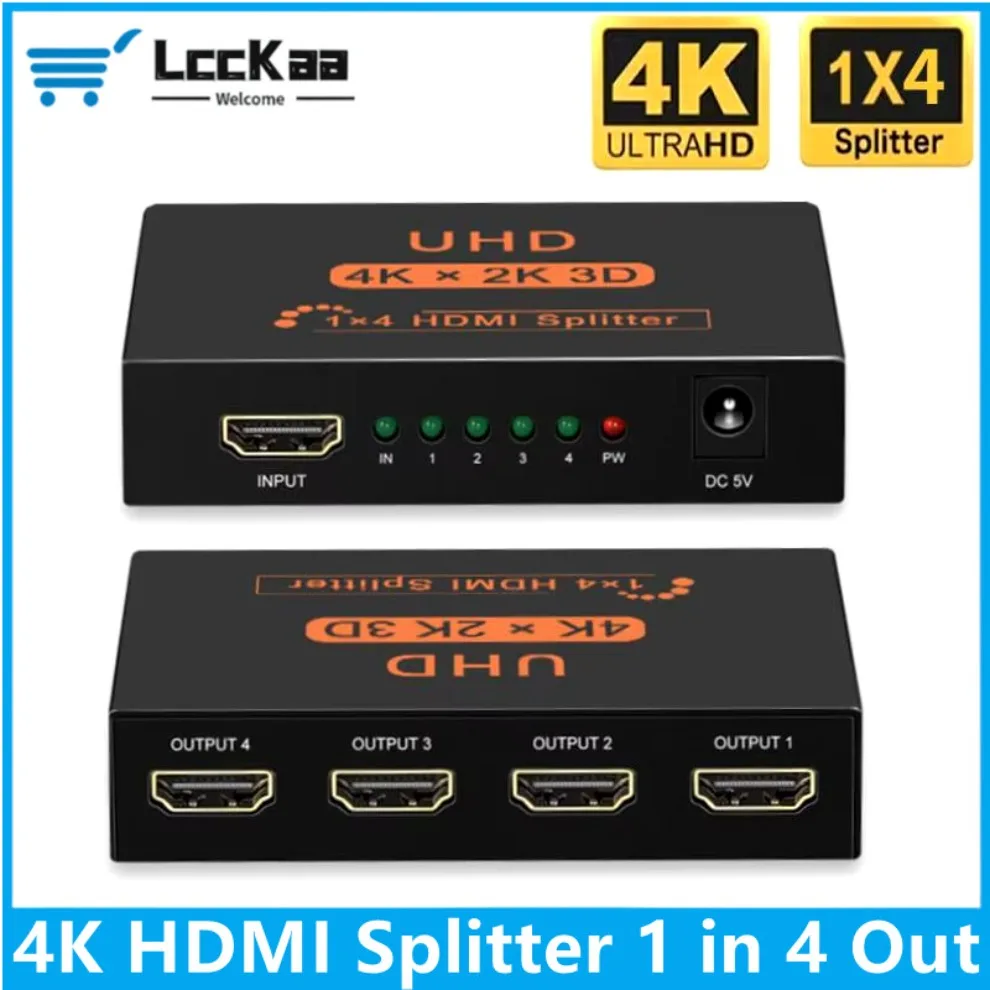 HDMI-compatible Splitter 1x4 Full HD 4K Audio Video Splitter 1 in 4 out HDMI Splitter Amplifier Adapter For HDTV DVD PS3 Xbox