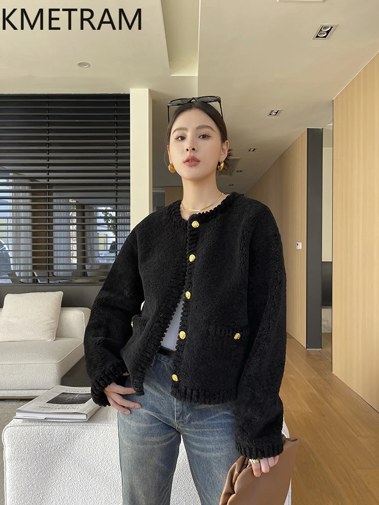 100% Natural Merino Wool Sheepskin Double Faced Fur Jacket Woman Short Real Fur Coat Women Winter Clothes 2025 шуба женская